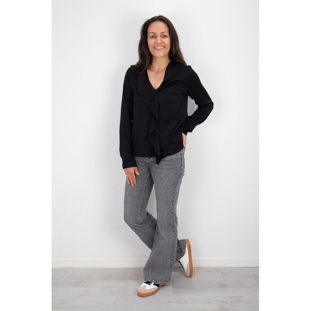 InWear Auda Black Ruffle Blouse Black 