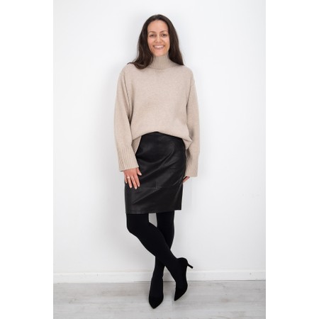 InWear Luella Black Leather Pencil Skirt - Black
