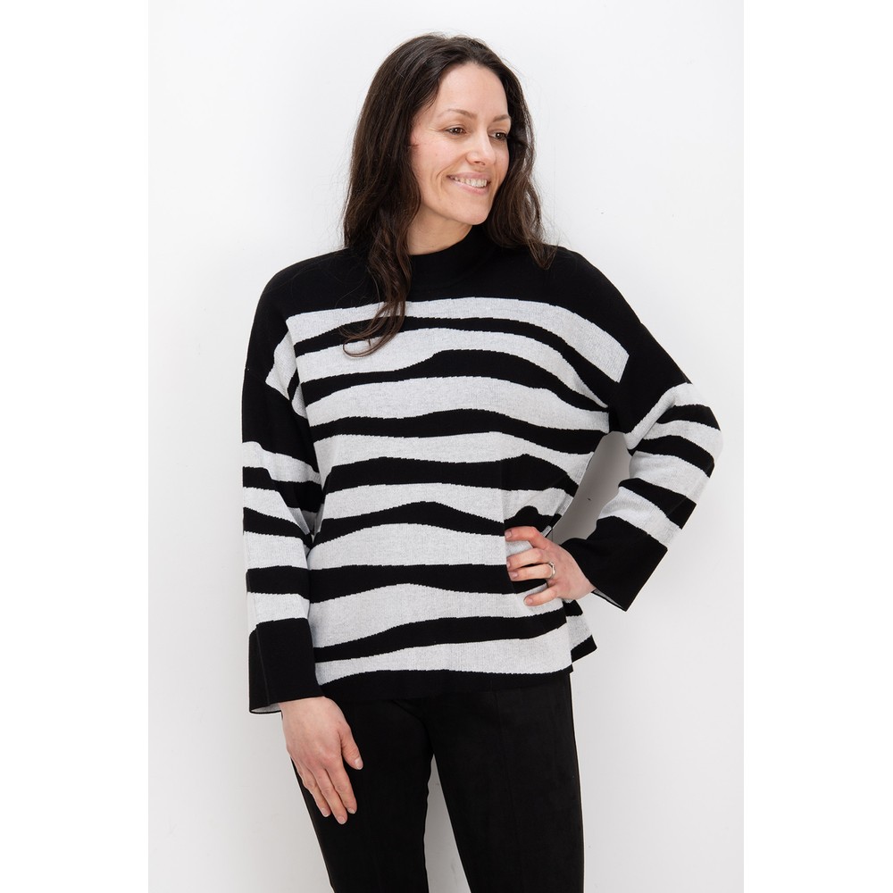 Foil Zip Code Sweater In Mono Tiger Mono Tiger