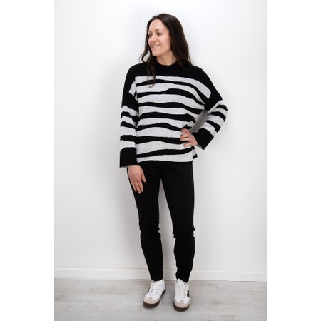 Foil Zip Code Sweater In Mono Tiger - Black