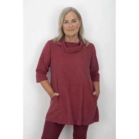 Thing Asta Wine Organic Babycord Cowl Neck Top - Red