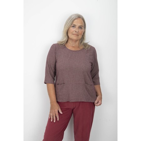 Thing Dora Wine Mini Check Slit Pocket Top - Red