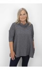 Thing Navy Dakin Navy Mini Check Cowl Neck Top  