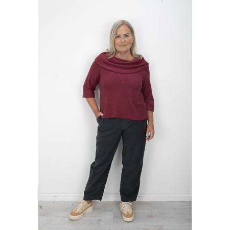 Thing Yana Wine Cowl Neck Soft Knit Boxy Top - Red