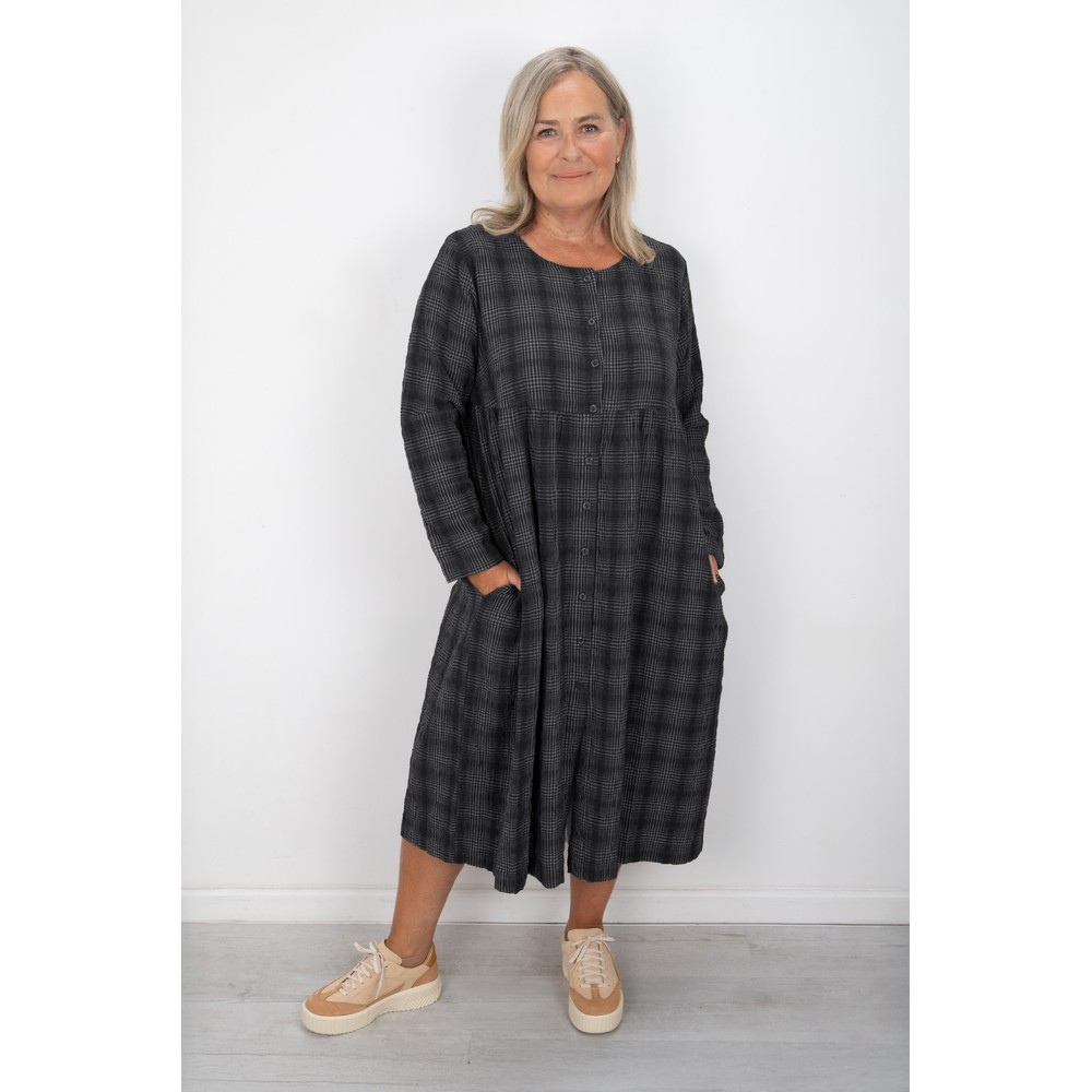 Thing Drea Structured Check Button Dress Anthracite