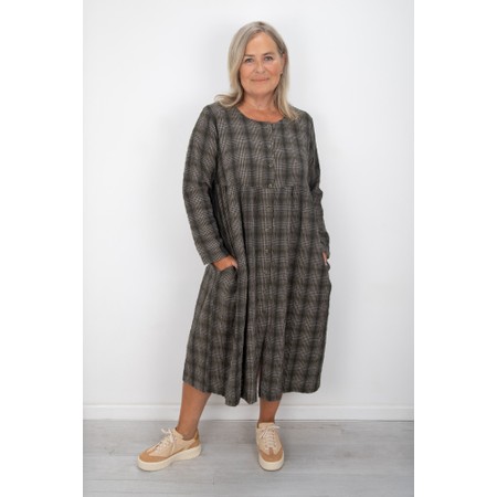Thing Drea Structured Check Button Dress - Green