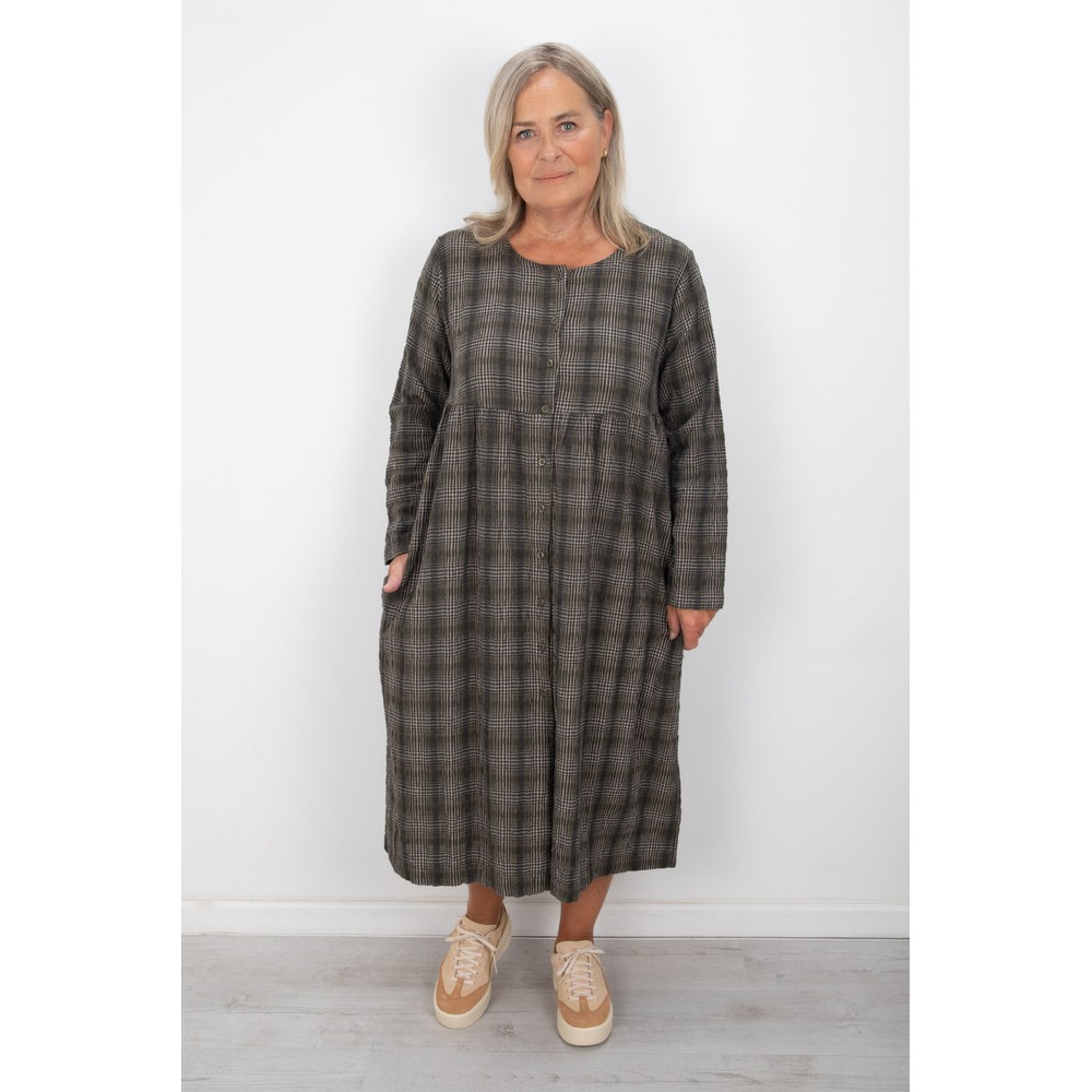 Thing Drea Structured Check Button Dress Herb