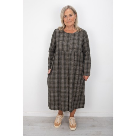 Thing Drea Structured Check Button Dress - Green