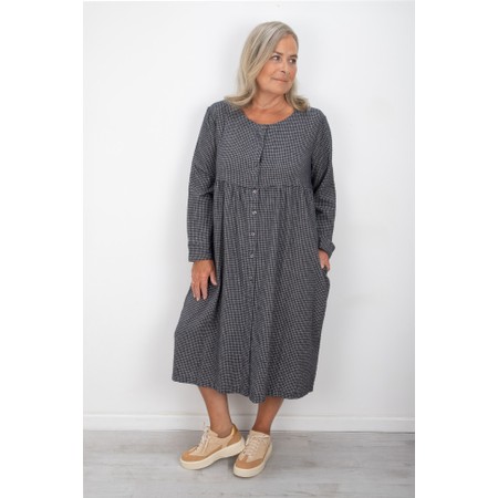 Thing Drea Navy Mini Check Button Dress - Blue