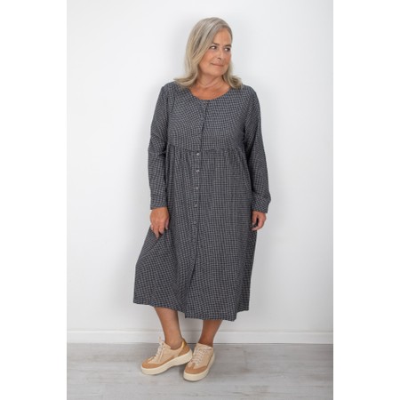 Thing Drea Navy Mini Check Button Dress - Blue