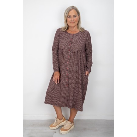 Thing Drea Wine Mini Check Button Dress - Red
