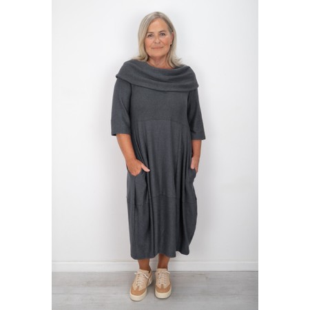 Thing Wren Anthracite Soft Knit Bubble Dress - Grey