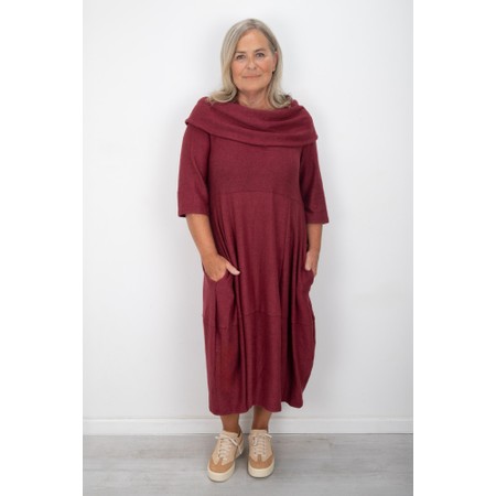 Thing Wren Wine Soft Knit Bubble Dress - Red