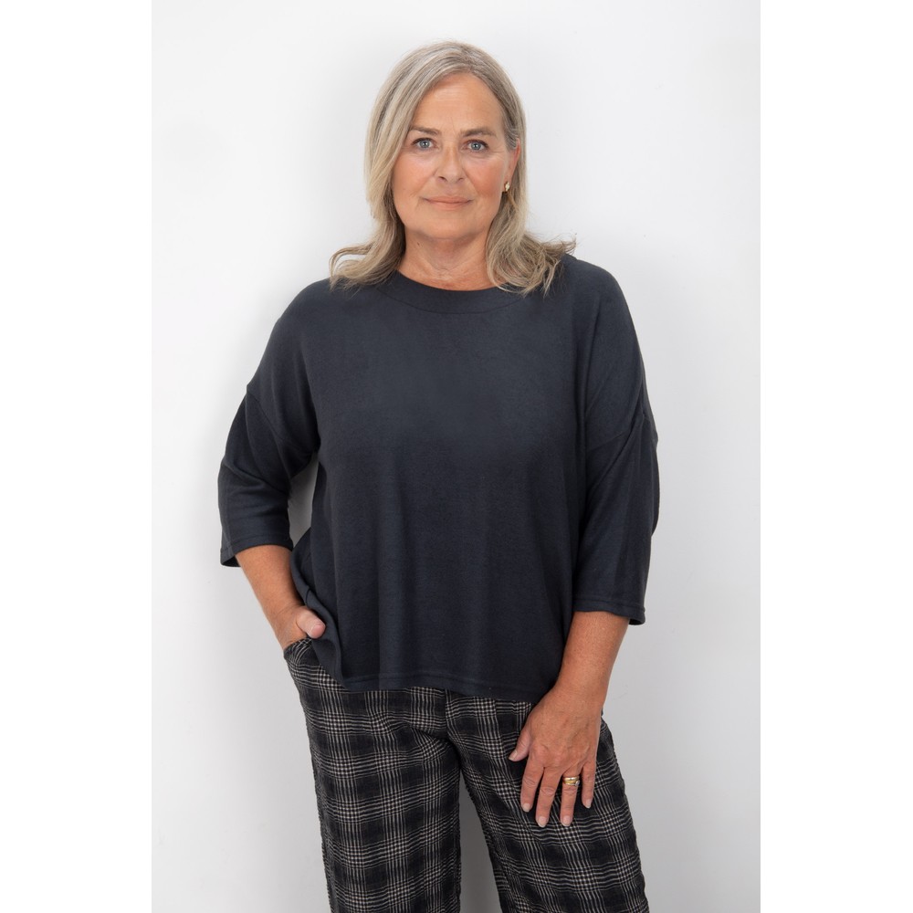 Thing Hannah Anthracite Soft Knit Rectangle Top Anthracite
