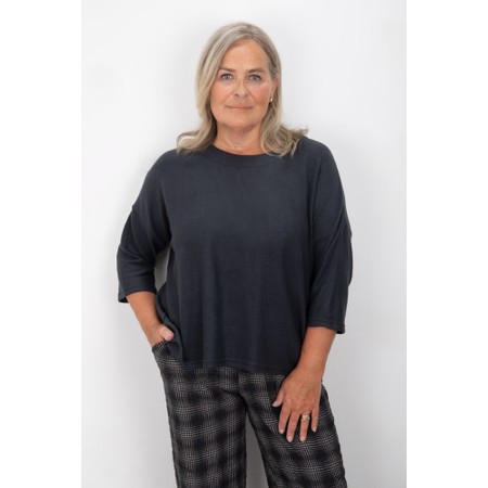 Thing Hannah Anthracite Soft Knit Rectangle Top - Grey