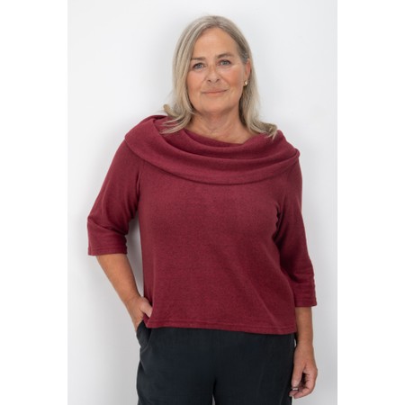Thing Yana Wine Cowl Neck Soft Knit Boxy Top - Red