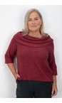 Thing Wine Yana Wine Cowl Neck Soft Knit Boxy Top  