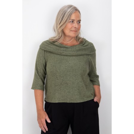 Thing Yana Herb Cowl Neck Soft Knit Boxy Top - Green