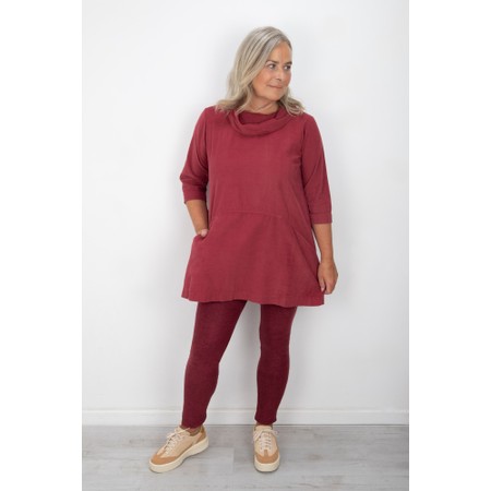 Thing Asta Wine Organic Babycord Cowl Neck Top - Red