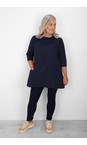 Thing Navy Asta Navy Organic Babycord Cowl Neck Top  