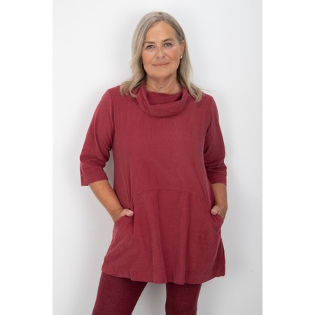 Thing Asta Wine Organic Babycord Cowl Neck Top - Red