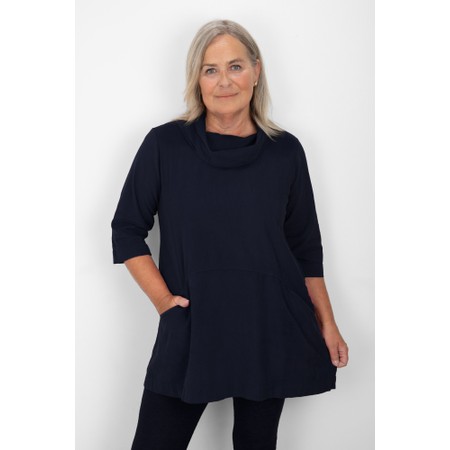 Thing Asta Navy Organic Babycord Cowl Neck Top - Blue