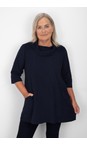 Thing Navy Asta Navy Organic Babycord Cowl Neck Top  