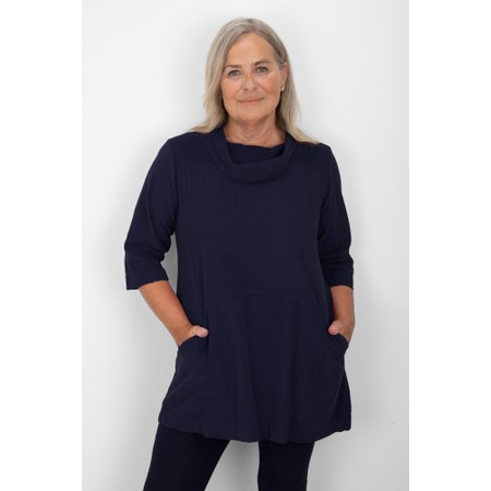 Thing Asta Navy Organic Babycord Cowl Neck Top - Blue