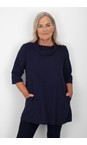 Thing Navy Asta Navy Organic Babycord Cowl Neck Top  