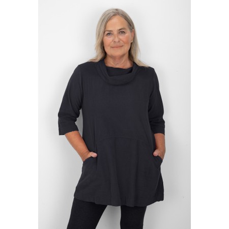 Thing Asta Anthracite Organic Babycord Cowl Neck Top - Grey