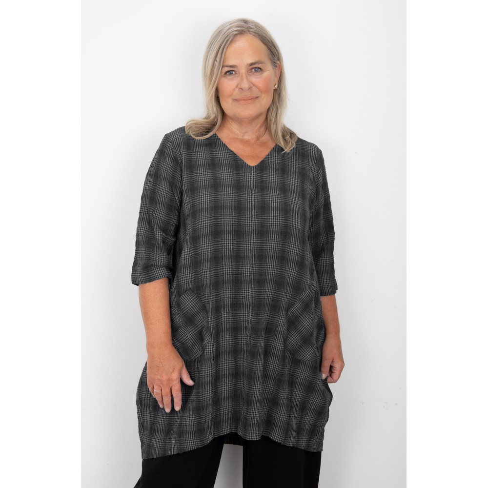 Thing Doloroes Anthracite Structured Check Pocket Dress Anthracite
