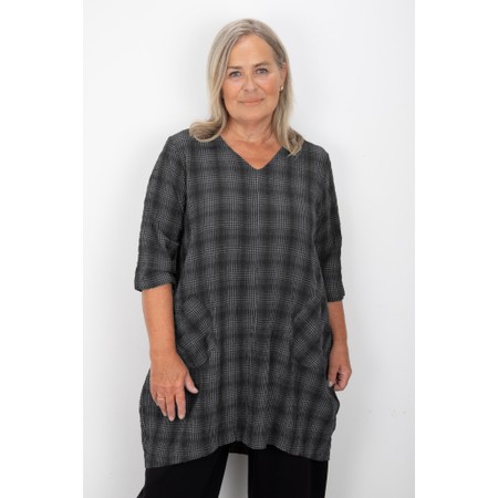 Thing Doloroes Anthracite Structured Check Pocket Dress - Grey