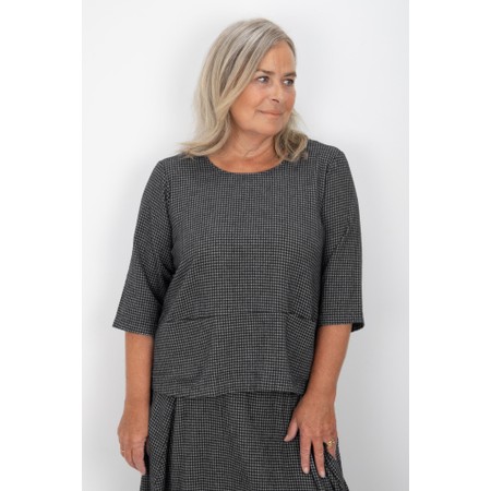 Thing Dora Anthracite Mini Check Slit Pocket Top - Grey