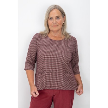 Thing Dora Wine Mini Check Slit Pocket Top - Red