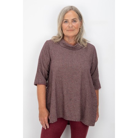 Thing Dakin Wine Mini Check Cowl Neck Top - Red