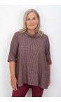 Thing Wine Dakin Wine Mini Check Cowl Neck Top  