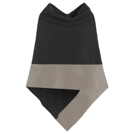 Henriette Steffensen Contrast Soft Black/Elephant Hem Fleece Poncho - Black