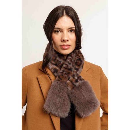 Loevenich Leopard Faux Fur Scarf - Grey