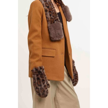 Loevenich Leopard Faux Fur Mittens - Grey
