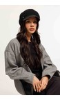 Loevenich Black  Balloon Leather Peak Hat  
