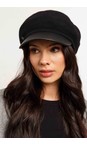 Loevenich Black  Balloon Leather Peak Hat  