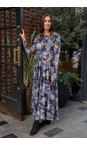 Foil Smudge Meshed Up Maxi Dress  