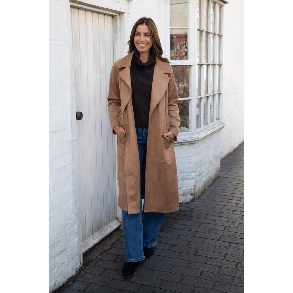 Foil Faux Sure Trench Coat Biscuit