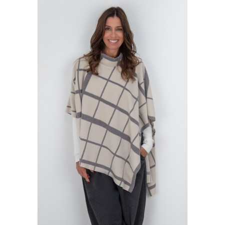 Henriette Steffensen Clan Print Kit High Neck Print Fleece Poncho - Beige