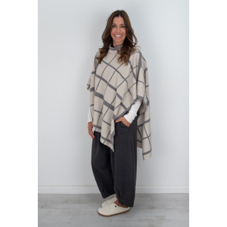 Henriette Steffensen Clan Print Kit High Neck Print Fleece Poncho - Beige