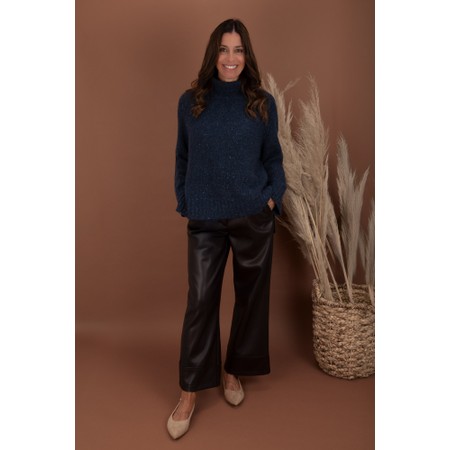 Naya Naya Cocoa Leatherette Wide Leg Trouser - Brown