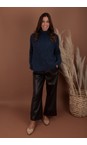 Naya Cocoa Naya Cocoa Leatherette Wide Leg Trouser  