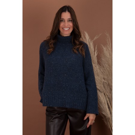 Masai Clothing MaFenoria Navy Blazer Knit Crofter Top - Blue