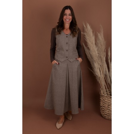 Chalk Tamara Tailored Midi Skirt - Brown