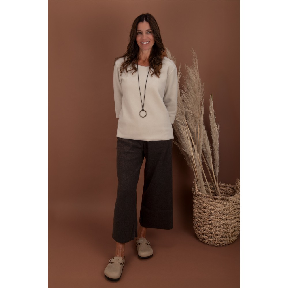 Henriette Steffensen Fleece Chokolate Crop Trouser Chokolate